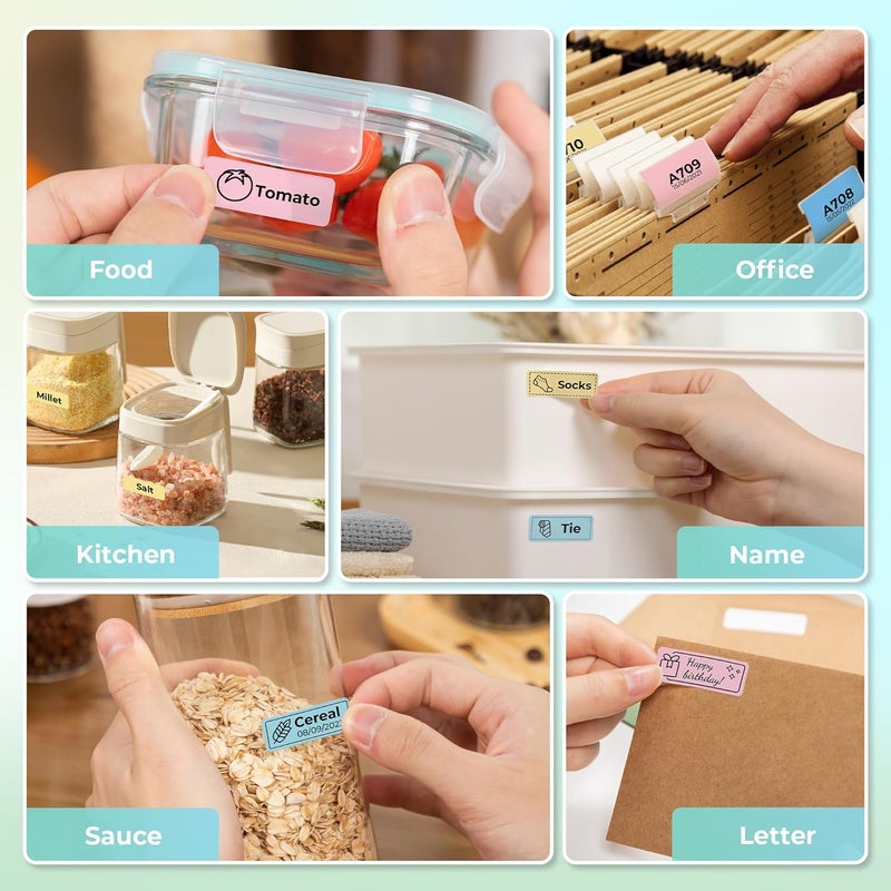 Nelko Genuine P21 Label Maker Tape, Adapted Label Print Paper, 14x40mm (0.55"x1.57"), Standard Laminated Office Labeling Tape Replacement, Multipurpose of P21, 180 Tapes/Roll, 3-Roll, Blue/Yellow/Pink - Image 5